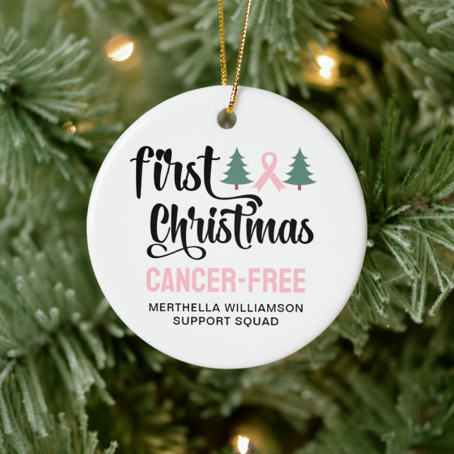 Personlig FÖRSTA CHRISTMAS Bröstcancerfri Julgransprydnad Keramik (Träd)