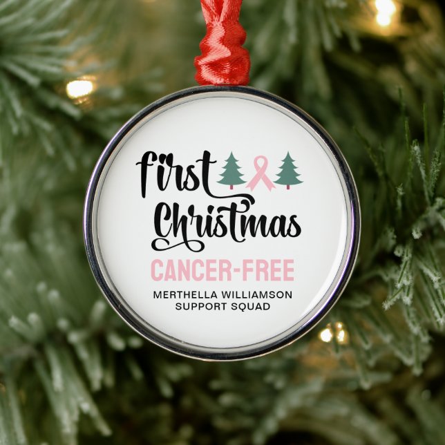 Personlig FÖRSTA CHRISTMAS Bröstcancerfri Julgransprydnad Metall (Träd)