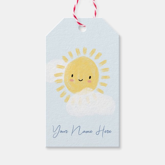 Personlig Första födelsedag Babykläder Solsken Presentetikett (Framsidan)