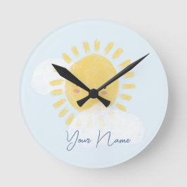 Personlig Första födelsedag Babykläder Solsken Rund Klocka