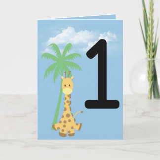 Personlig Första födelsedag: Giraffe Birthday Card Kort
