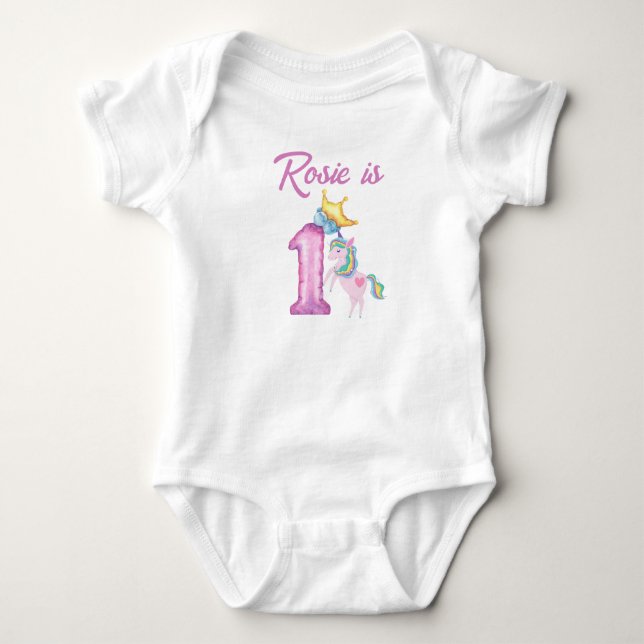 Personlig Första födelsedagen Baby T-Shirt (Framsida)