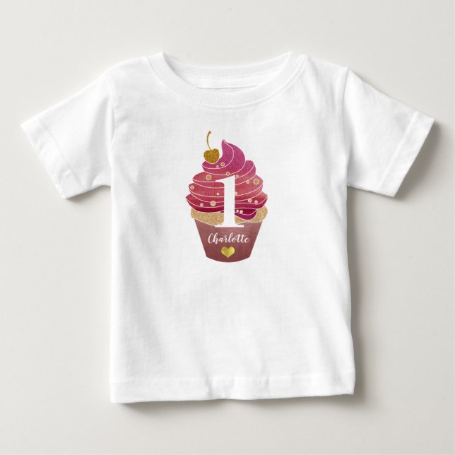 Personlig Första födelsedagen Baby T-Shirt (Framsida)