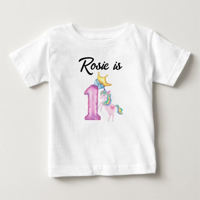 Personlig Första födelsedagen Baby T-Shirt (Framsida)