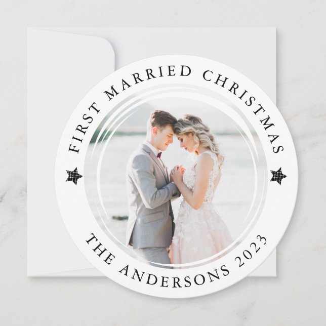 Personlig Första gift julfoto Julkort (Framsida)