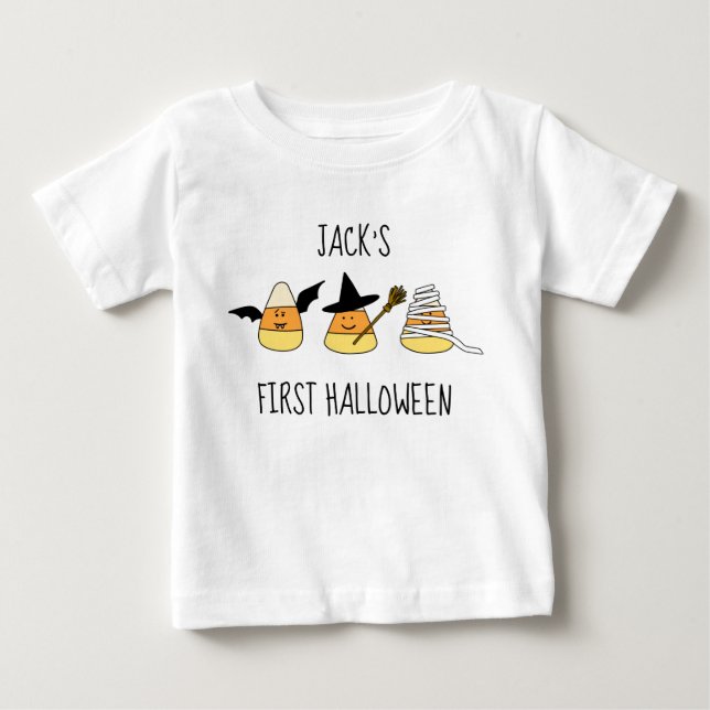 Personlig Första Halloween Candy corn T Shirt (Framsida)