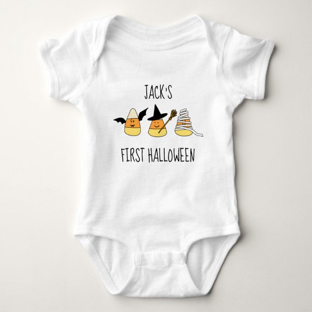 Personlig Första Halloween Candy corn T Shirt (Framsida)