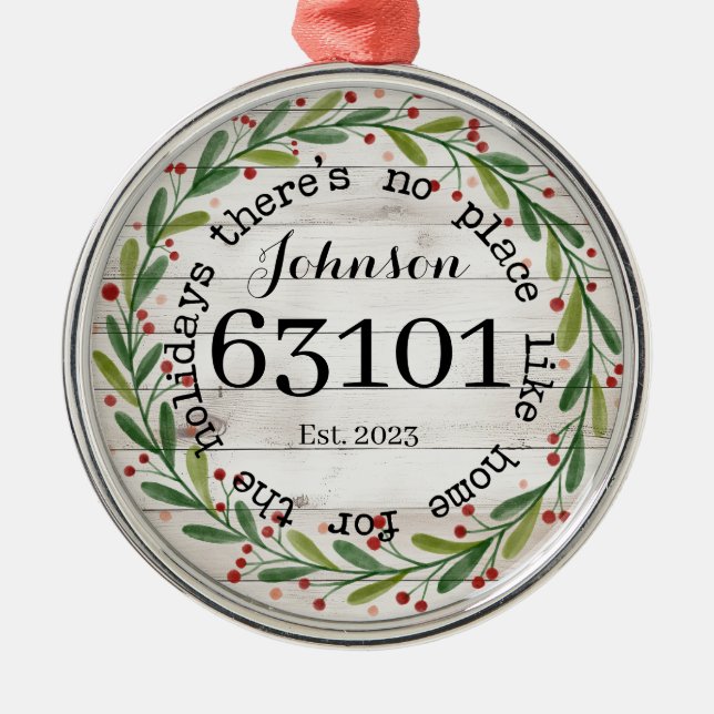 Personlig - första hemornament julgransprydnad metall (Framsidan)