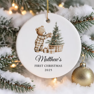 Personlig Första jul för Baby Bear Julgransprydnad Keramik