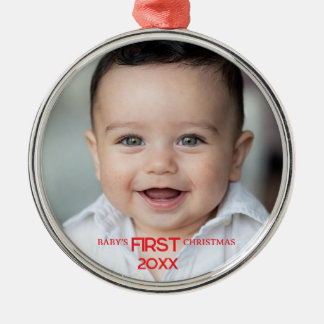 Personlig första jul för bebis julgransprydnad metall