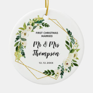 Personlig Första jul Gift som Mr & Mrs. Julgransprydnad Keramik
