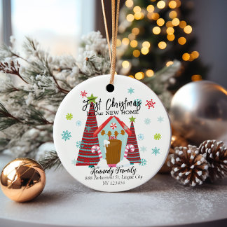 Personlig Första jul i ett nytt hem Julgransprydnad Keramik