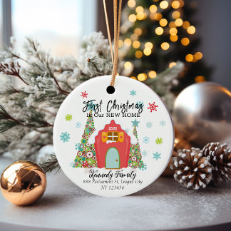 Personlig Första jul i ett nytt hem Julgransprydnad Keramik
