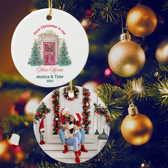 Personlig första jul i nytt hem julgransprydnad keramik (Skapare uppladdad)