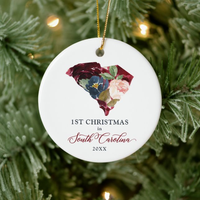 Personlig Första jul i South Carolina Julgransprydnad Keramik (Träd)