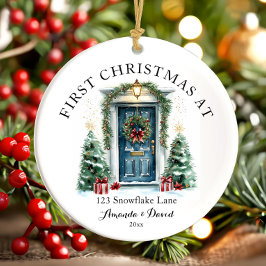 Personlig Första jul i vårt nya hem Julgransprydnad Keramik