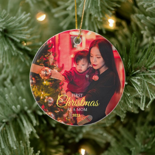 Personlig Första jul som A MAMMA med Baby Julgransprydnad Keramik (Träd)