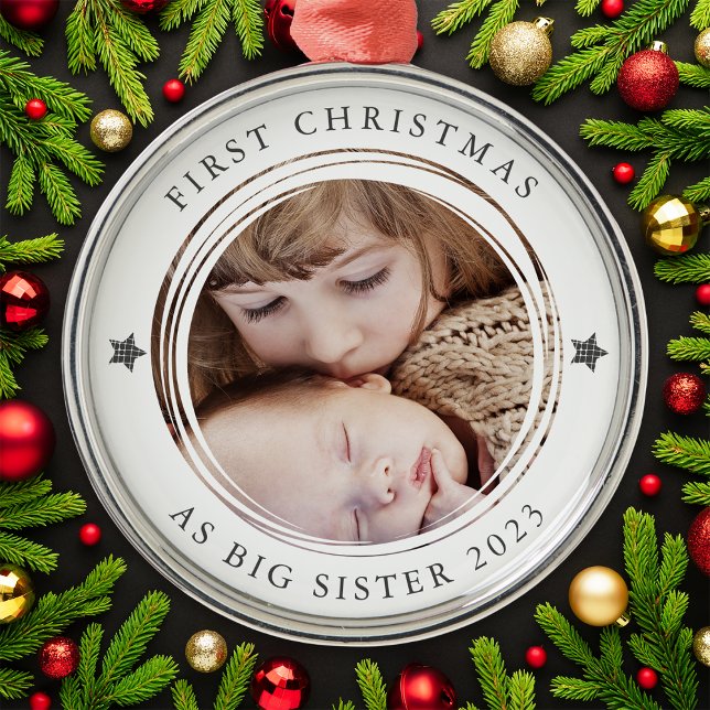 Personlig Första jul som Big Sister Photo Julgransprydnad Metall (Skapare uppladdad)