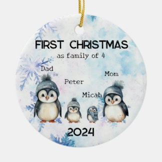 Personlig Första jul som en familj av fyra Julgransprydnad Keramik