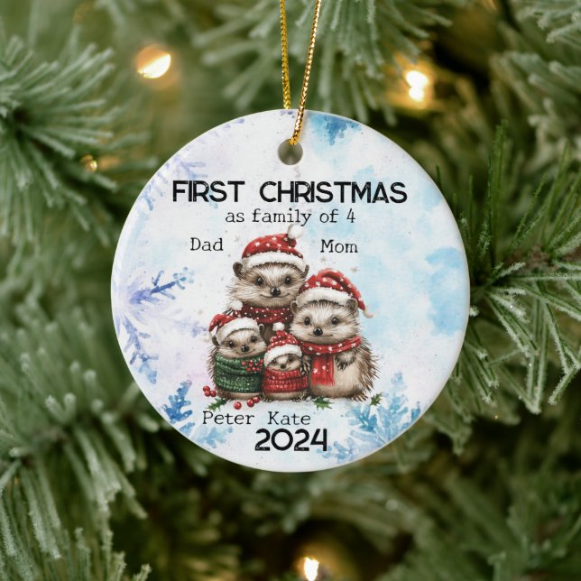 Personlig Första jul som en familj av fyra Julgransprydnad Keramik (Träd)