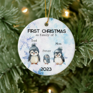 Personlig Första jul som en familj av tre Julgransprydnad Keramik