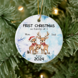 Personlig Första jul som en familj av tre Julgransprydnad Keramik