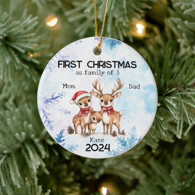 Personlig Första jul som en familj av tre Julgransprydnad Keramik (Träd)