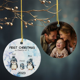 Personlig Första jul som en familj av tre Julgransprydnad Keramik