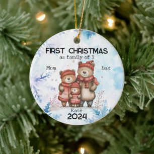 Personlig Första jul som en familj av tre Julgransprydnad Keramik