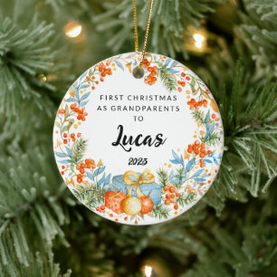 Personlig Första jul som farföräldrar Julgransprydnad Keramik