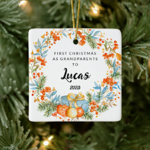 Personlig Första jul som farföräldrar Julgransprydnad Keramik