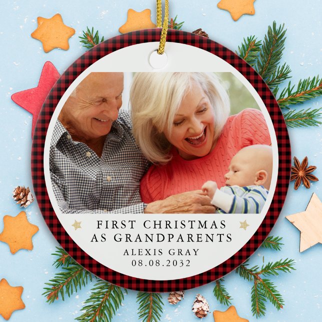 Personlig Första jul som morföräldrar Foto Julgransprydnad Keramik (Skapare uppladdad)