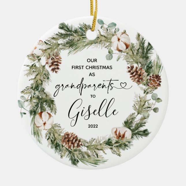 Personlig Första jul som morföräldrar Gift Julgransprydnad Keramik (Framsidan)