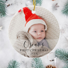 Personlig Första Julen Baby Foto Namn Julgransprydnad Keramik