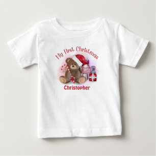 Personlig första julen nallebjörn för bebisar t shirt