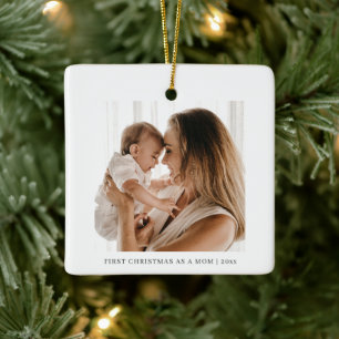 Personlig Första julen som mamma baby foto Julgransprydnad Keramik