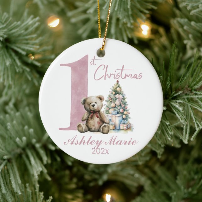 Personlig Första julklappen för flicka Julgransprydnad Keramik (Träd)