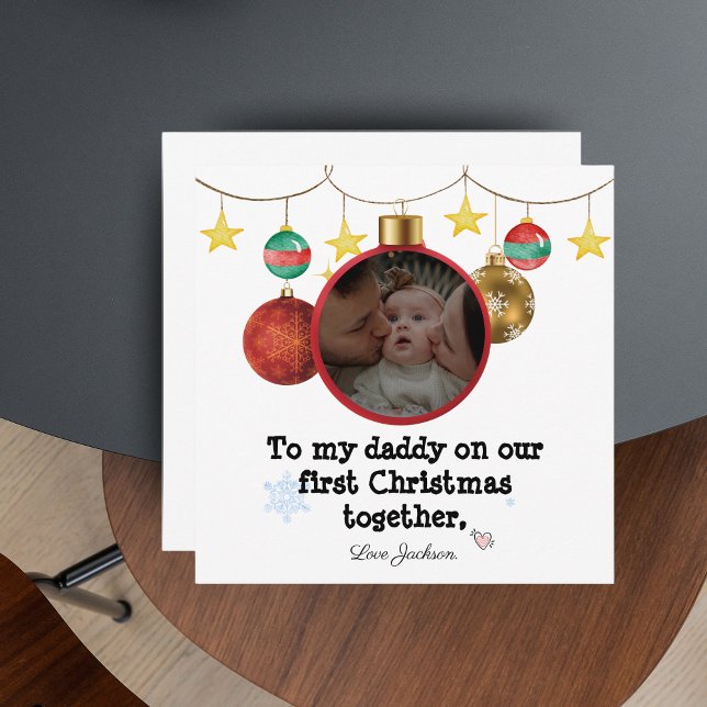 Personlig Första julkortet för pappa, foto Inbjudningar (Personalised First Christmas Card for Daddy)