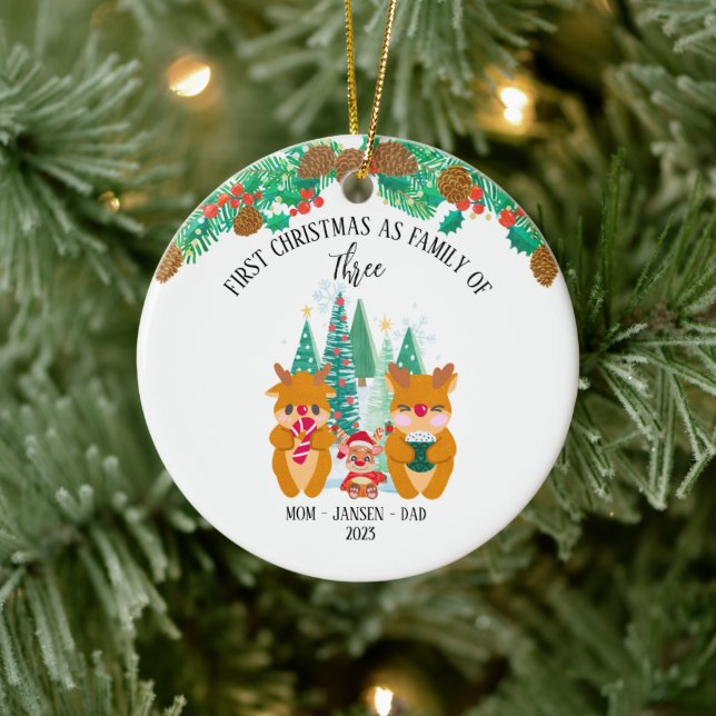 Personlig Första julrenen Julgransprydnad Keramik (Träd)