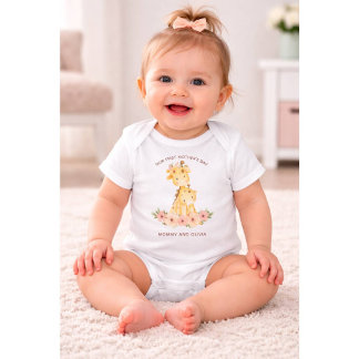 Personlig Första Mors Dag Mamma & Bebis Namn T Shirt
