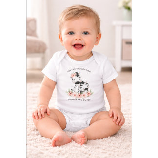 Personlig Första Mors Dag Mamma & Bebis Namn T Shirt