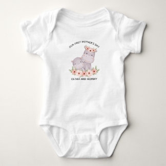 Personlig Första Mors Dag Mamma & Bebis Namn T Shirt
