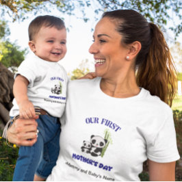 Personlig Första Mors Dag Panda Matchande T Shirt