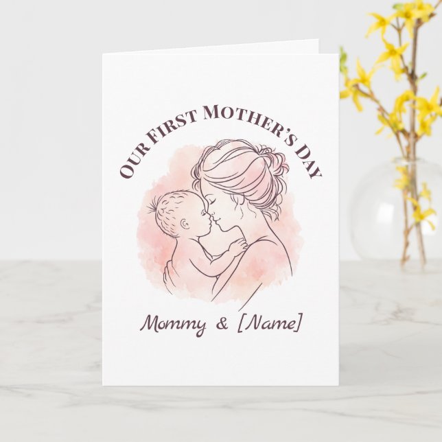 Personlig första morsdagskort för ny mamma kort (Gul blomma)