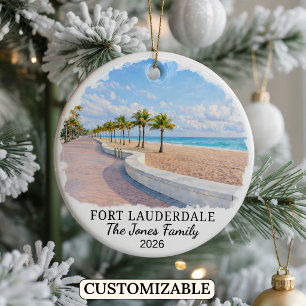 Personlig Fort Lauderdale-ornament, Florida Julgransprydnad Keramik