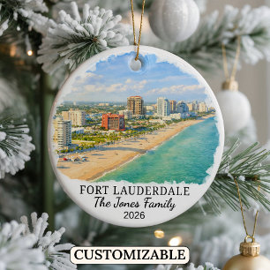 Personlig Fort Lauderdale-ornament, Florida Julgransprydnad Keramik