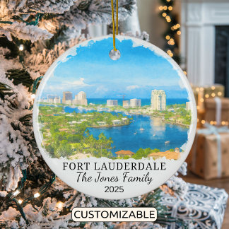 Personlig Fort Lauderdale Ornament, Florida Julgransprydnad Keramik
