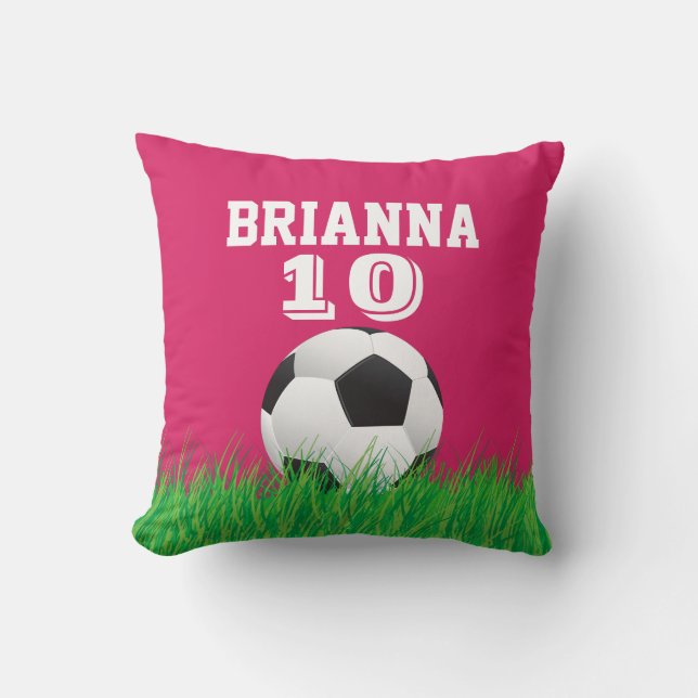 Personlig Fotboll Boll Rosa Kudde (Framsida)