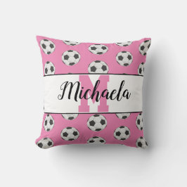 Personlig Fotboll Monogram Namn Rosa Kudde