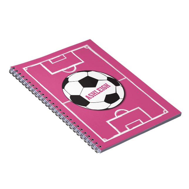 Personlig Fotboll och Fält Rosa Anteckningsbok (Högra Sidan)
